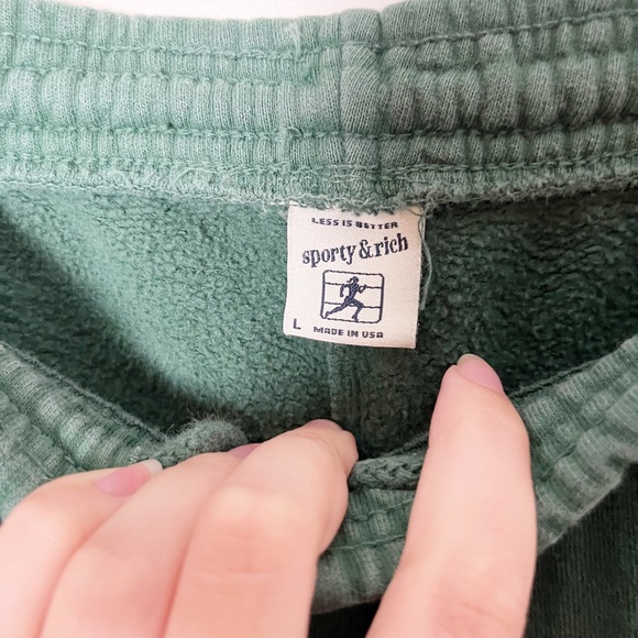 Sporty and Rich Wellness Ivy Sweat Pant Racing Green and White 100% Cotton L - Picture 6 of 7